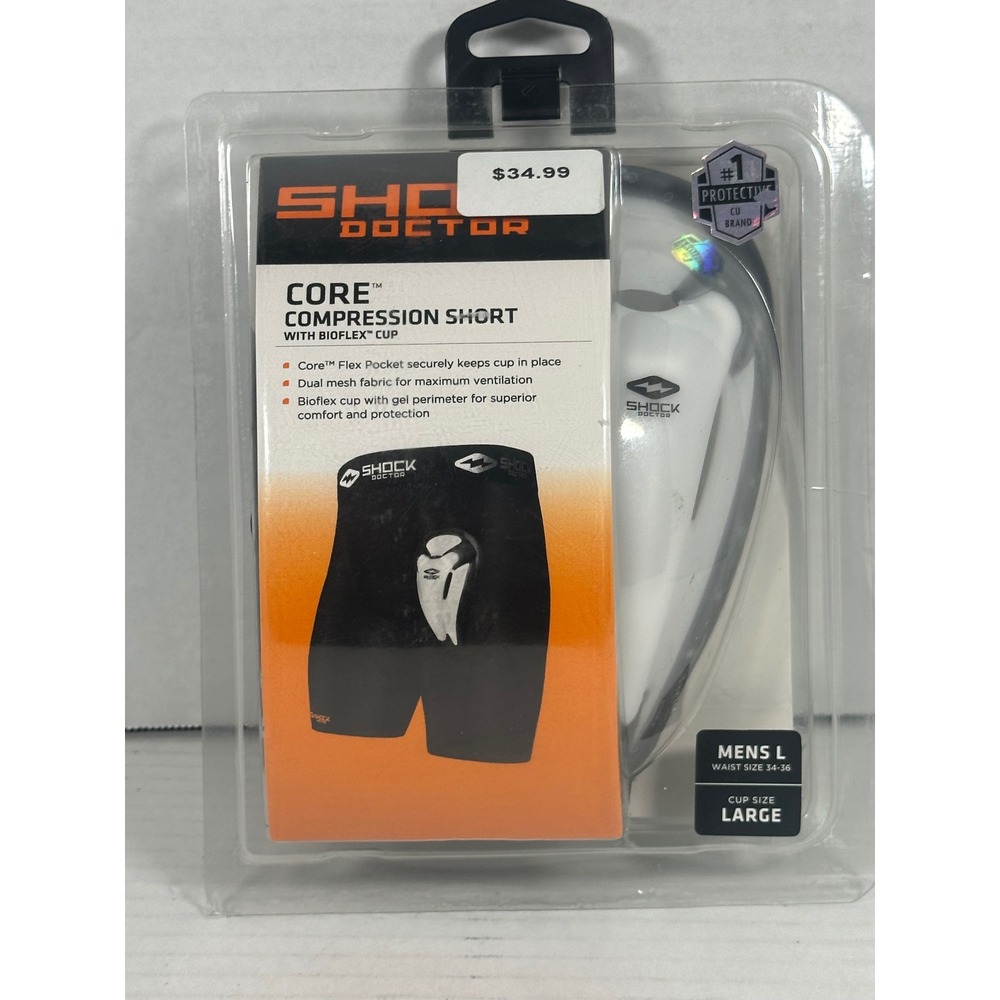 Shock Doctor Core Compression Short with Bio-Flex Cup Mens Large Black 221-01-34